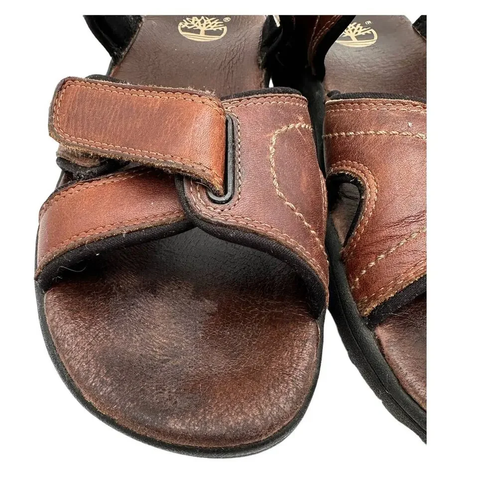 Timberland Men’s Sz: 10 Leather Adjustable Strappy Sandals Brown Open Toe 38526